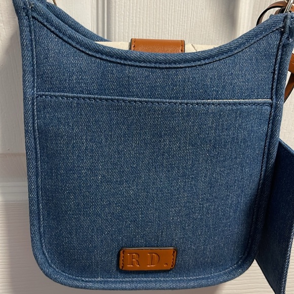 Rae Dunn Denim Canvas small Crossbody with change zip purse - Picture 4 of 11